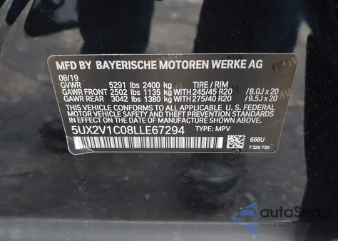 2020 BMW X4 xDrive30I из США, поврежденный, VIN 5UX2V1C08LLE67294